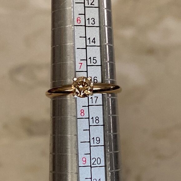 14K Fancy Champagne.55 Carat Diamond Solitaire Ring & 14K Wedding Band - Picture 9 of 11